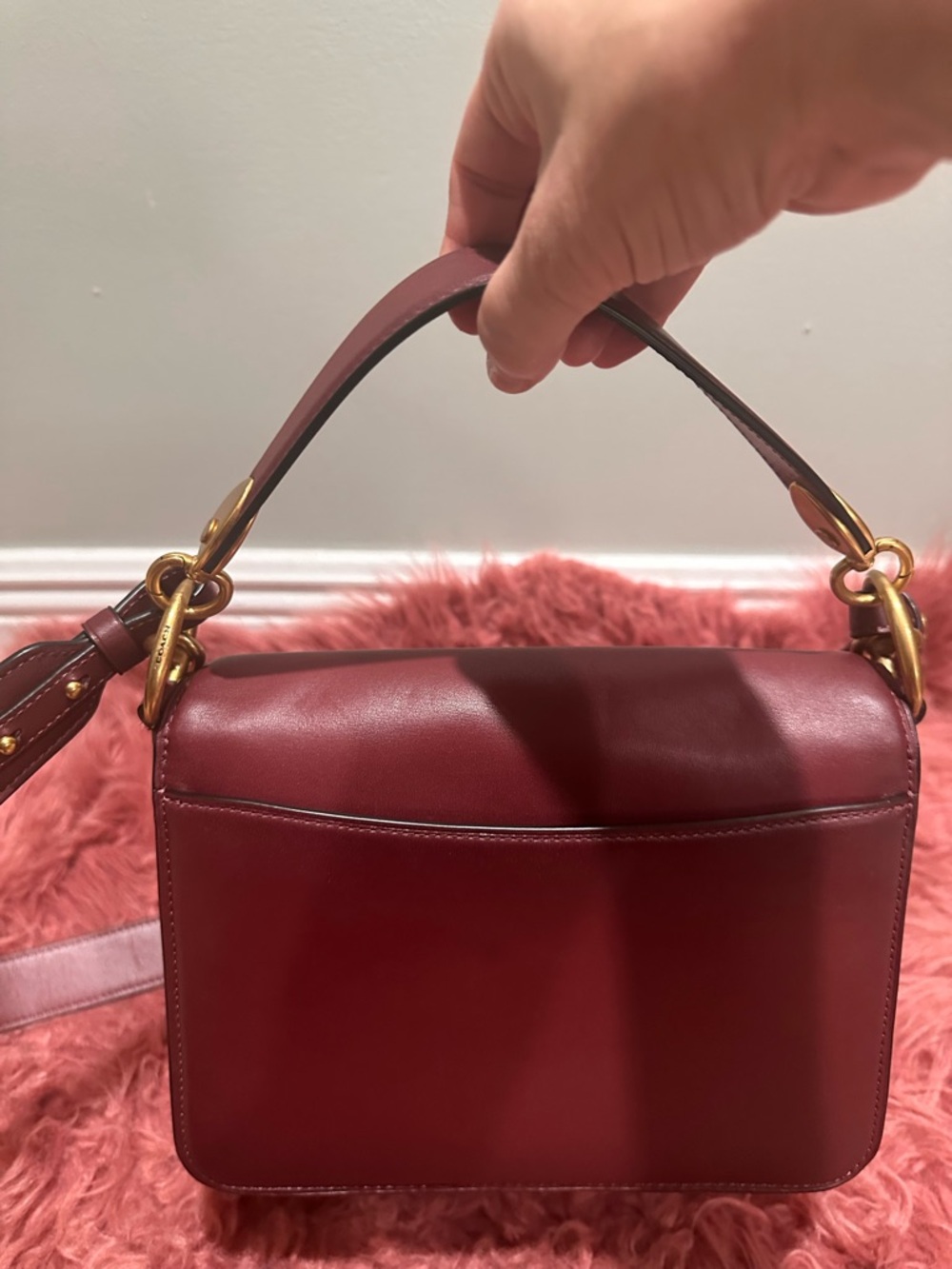 COACH Beat Bag Burgandy Wine Oxblood Leather Shoulder Crossbody Bag Purse Chain - Picture 3 of 17